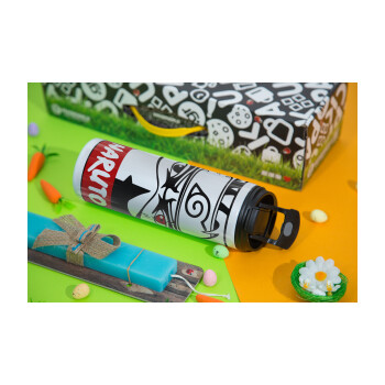 Naruto anime, Πασχαλινή Λαμπάδα με Travel Tumbler θερμό με διπλό καπάκι (600ml, BPA free) & κερί αρωματικό πλακέ (30cm) (ΤΙΡΚΟΥΑΖ)