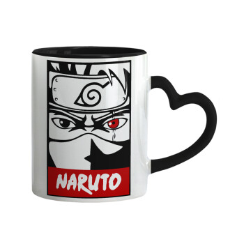 Naruto anime, Mug heart black handle, ceramic, 330ml
