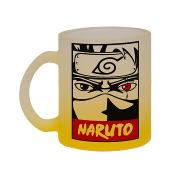 Naruto anime, Κούπα γυάλινη δίχρωμη με βάση το κίτρινο ματ, 330ml