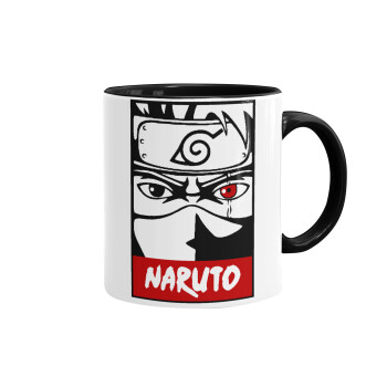 Naruto anime, Κούπα χρωματιστή μαύρη, κεραμική, 330ml