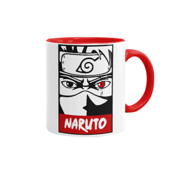 Naruto anime, Κούπα χρωματιστή κόκκινη, κεραμική, 330ml