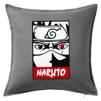 Naruto anime, Μαξιλάρι καναπέ Γκρι 100% βαμβάκι, περιέχεται το γέμισμα (50x50cm)