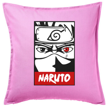 Naruto anime, Μαξιλάρι καναπέ ΡΟΖ 100% βαμβάκι, περιέχεται το γέμισμα (50x50cm)