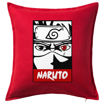 Naruto anime, Μαξιλάρι καναπέ Κόκκινο 100% βαμβάκι, περιέχεται το γέμισμα (50x50cm)