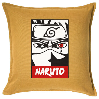 Naruto anime, Μαξιλάρι καναπέ Κίτρινο 100% βαμβάκι, περιέχεται το γέμισμα (50x50cm)