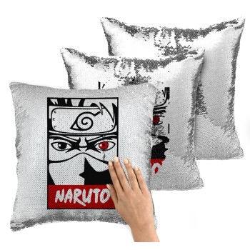 Naruto anime, Μαξιλάρι καναπέ Μαγικό Ασημένιο με πούλιες 40x40cm περιέχεται το γέμισμα