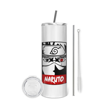 Naruto anime, Eco friendly stainless steel tumbler 600ml, with metal straw & cleaning brush