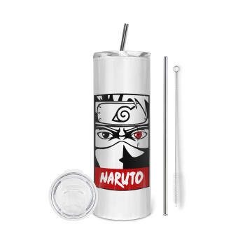 Naruto anime, Tumbler ποτήρι θερμό από ανοξείδωτο ατσάλι 600ml, με μεταλλικό καλαμάκι & βούρτσα καθαρισμού