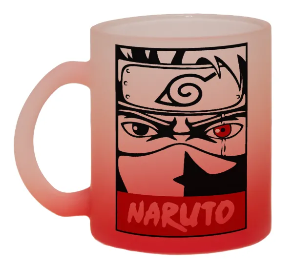 Naruto anime — Κούπα γυάλινη δίχρωμη με βάση το κόκκινο ματ, 330ml