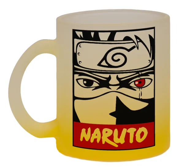 Naruto anime — Κούπα γυάλινη δίχρωμη με βάση το κίτρινο ματ, 330ml