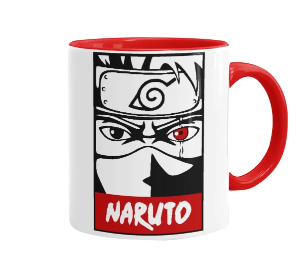 Naruto anime — Κούπα χρωματιστή κόκκινη, κεραμική, 330ml