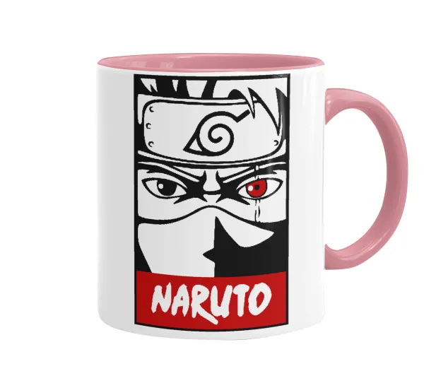 Naruto anime — Κούπα χρωματιστή ροζ, κεραμική, 330ml