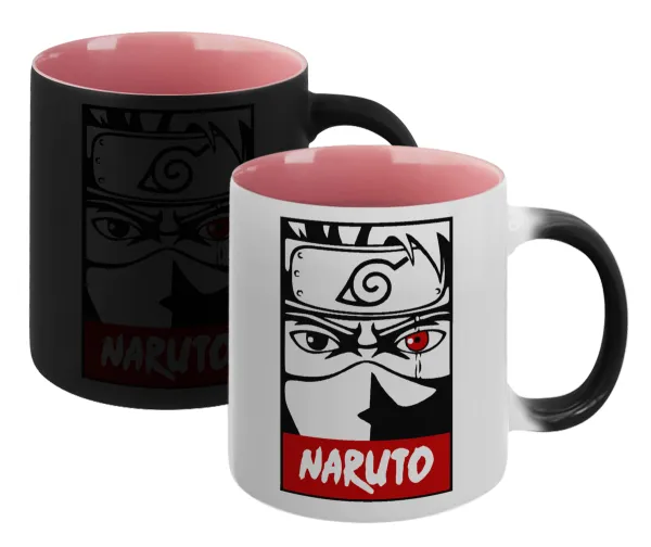 Naruto anime — Magic mug with pink interior, ceramic, 330ml, changes colour with hot drinks