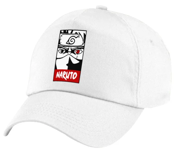 Naruto anime — Πεντάφυλλο καπέλο Λευκό, 100% Βαμβακερό (Twill), με ρύθμιση, unisex