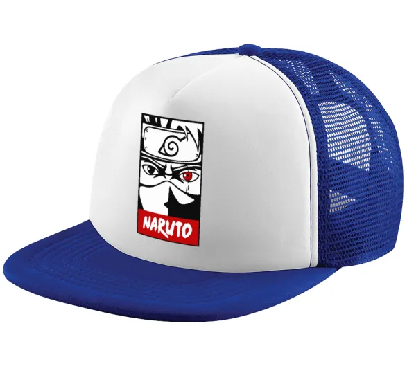 Naruto anime — Καπέλο παιδικό Soft Trucker με Δίχτυ ΜΠΛΕ/ΛΕΥΚΟ (POLYESTER, ΠΑΙΔΙΚΟ, ONE SIZE)