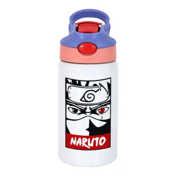 Naruto anime, Children's hot water bottle, stainless steel, with safety straw, pink/purple (350ml)