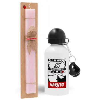 Naruto anime, Easter Set, metallic aluminum bottle (500ml) & aromatic flat Easter candle (30cm) (PINK)