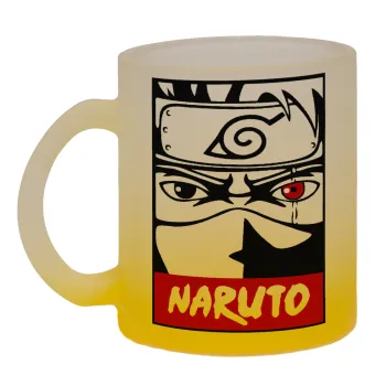 Naruto anime, Κούπα γυάλινη δίχρωμη με βάση το κίτρινο ματ, 330ml