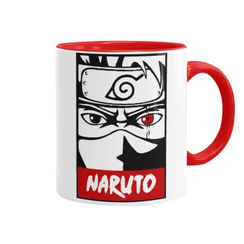 Naruto anime, Κούπα χρωματιστή κόκκινη, κεραμική, 330ml