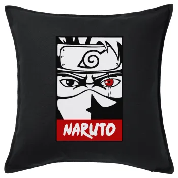 Naruto anime, Μαξιλάρι καναπέ Μαύρο 100% βαμβάκι, περιέχεται το γέμισμα (50x50cm)
