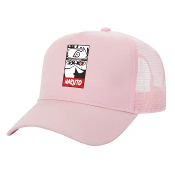 Naruto anime, Structured Trucker Children's Hat, with Mesh, PINK (100% COTTON, CHILDREN'S, UNISEX, ONE SIZE)