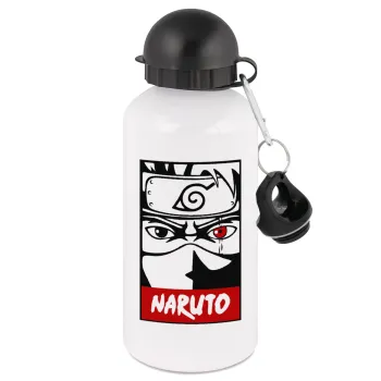 Naruto anime, Μεταλλικό παγούρι νερού, Λευκό, αλουμινίου 500ml