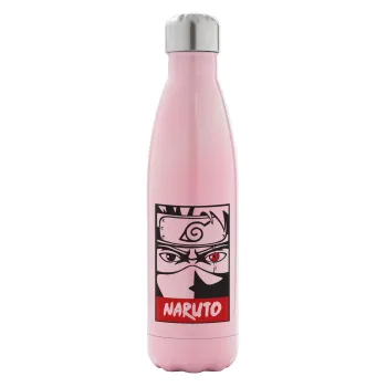 Naruto anime, Metal mug thermos Pink Iridiscent (Stainless steel), double wall, 500ml