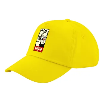 Naruto anime, Child's Baseball Cap, 100% Cotton Twill, Yellow (COTTON, CHILD, UNISEX, ONE SIZE)