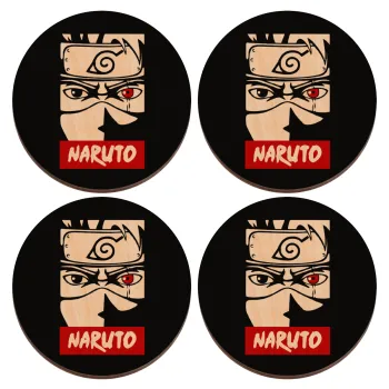 Naruto anime, ΣΕΤ x4 Σουβέρ ξύλινα στρογγυλά plywood (9cm)