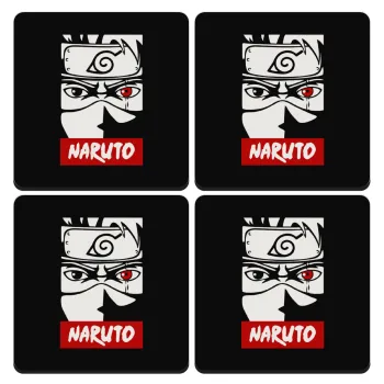 Naruto anime, ΣΕΤ 4 Σουβέρ ξύλινα τετράγωνα (9cm)