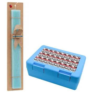 Naruto anime, Easter Set, children's snack container BLUE & Easter aromatic flat candle (30cm) (TURQUOISE)