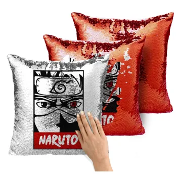 Naruto anime, Μαξιλάρι καναπέ Μαγικό Κόκκινο με πούλιες 40x40cm περιέχεται το γέμισμα