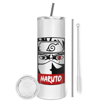 Naruto anime, Tumbler stainless steel 600ml, with metal straw & cleaning brush