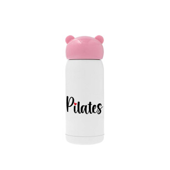 Pilates love, Ροζ ανοξείδωτο παγούρι θερμό (Stainless steel), 320ml