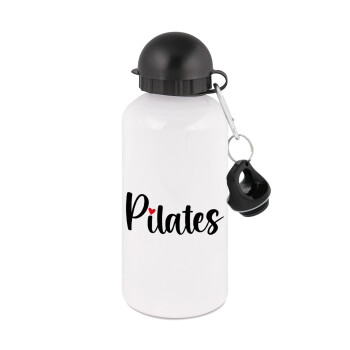 Pilates love, Μεταλλικό παγούρι νερού, Λευκό, αλουμινίου 500ml