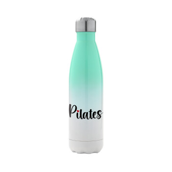 Pilates love, Metal mug thermos Green/White (Stainless steel), double wall, 500ml