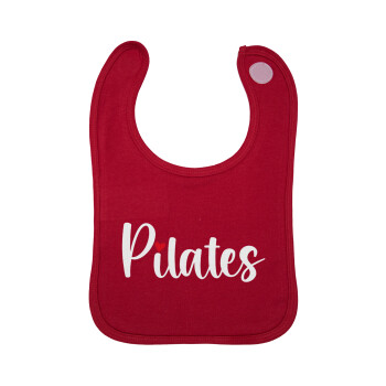 Pilates love, Σαλιάρα με Σκρατς Κόκκινη 100% Organic Cotton (0-18 months)