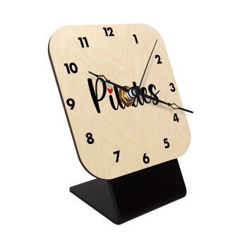 Pilates love, Quartz Table clock in natural wood (10cm)