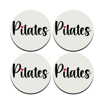 Pilates love, ΣΕΤ 4 Σουβέρ ξύλινα στρογγυλά (9cm)