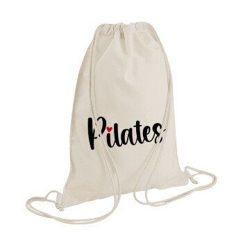 Pilates love, Τσάντα πλάτης πουγκί GYMBAG natural (28x40cm)