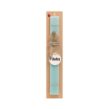 Pilates love, Easter Set, wooden keychain & aromatic flat Easter candle (30cm) (TURQUOISE)