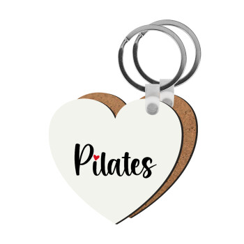 Pilates love, Μπρελόκ Ξύλινο καρδιά MDF
