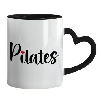 Pilates love, Mug heart black handle, ceramic, 330ml