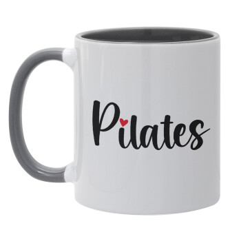 Pilates love, Κούπα χρωματιστή γκρι, κεραμική, 330ml