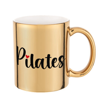 Pilates love, Κούπα κεραμική, χρυσή καθρέπτης, 330ml