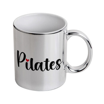 Pilates love, Mug ceramic, silver mirror, 330ml