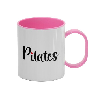 Pilates love, Κούπα (πλαστική) (BPA-FREE) Polymer Ροζ για παιδιά, 330ml