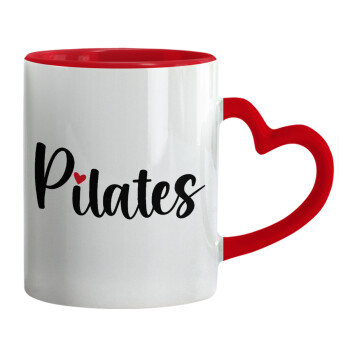Pilates love, Mug heart red handle, ceramic, 330ml