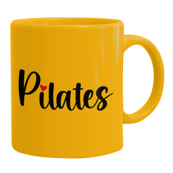 Pilates love, Ceramic coffee mug yellow, 330ml (1pcs)