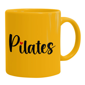 Pilates love, Κούπα, κεραμική κίτρινη, 330ml
